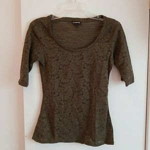 Sheer lace look half sleeve shirt